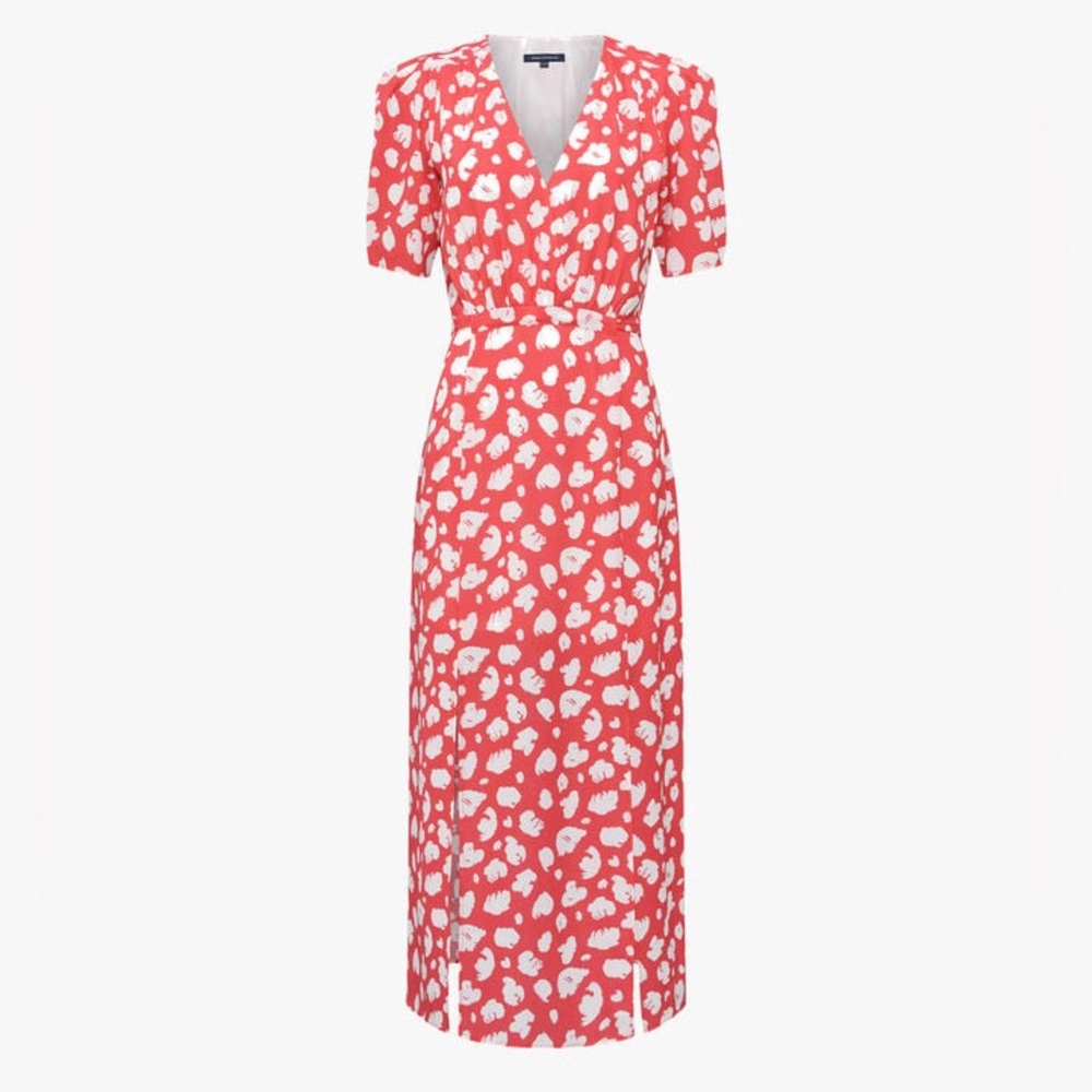 French Connection Midi Dress in Red Smudge Print